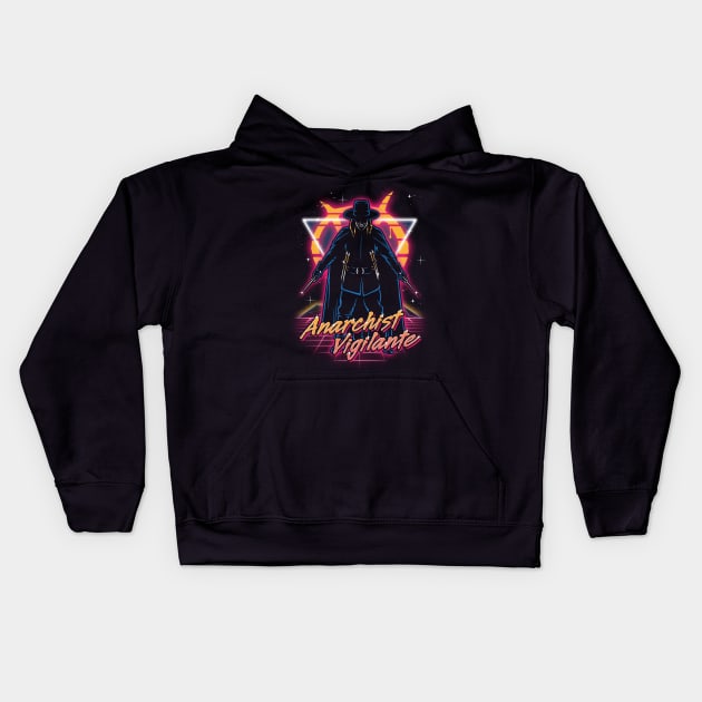 Retro Anarchist Vigilante Kids Hoodie by Olipop